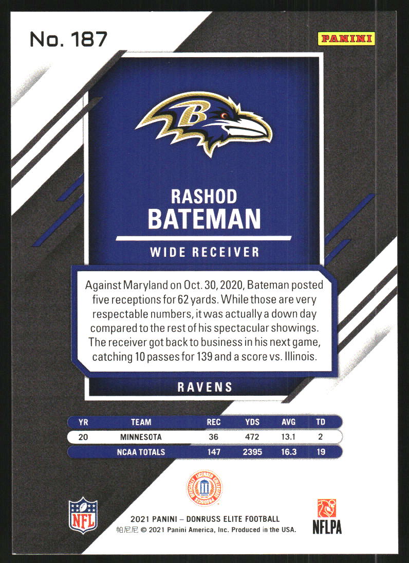 2021 Elite Aspirations Shimmer #187 Rashod Bateman VAR /499