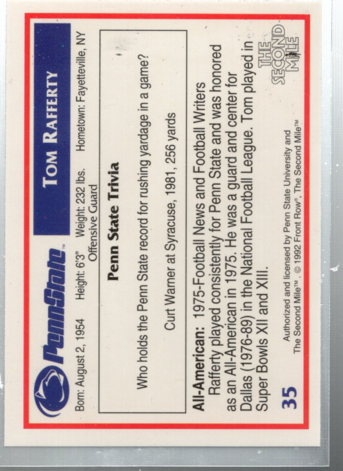 Tarjeta B6624- 1991-92 Penn State Legends FB # 1-50 -Tú eliges- 15+ ENVÍO GRATUITO A EE. UU. - Imagen 7 de 7