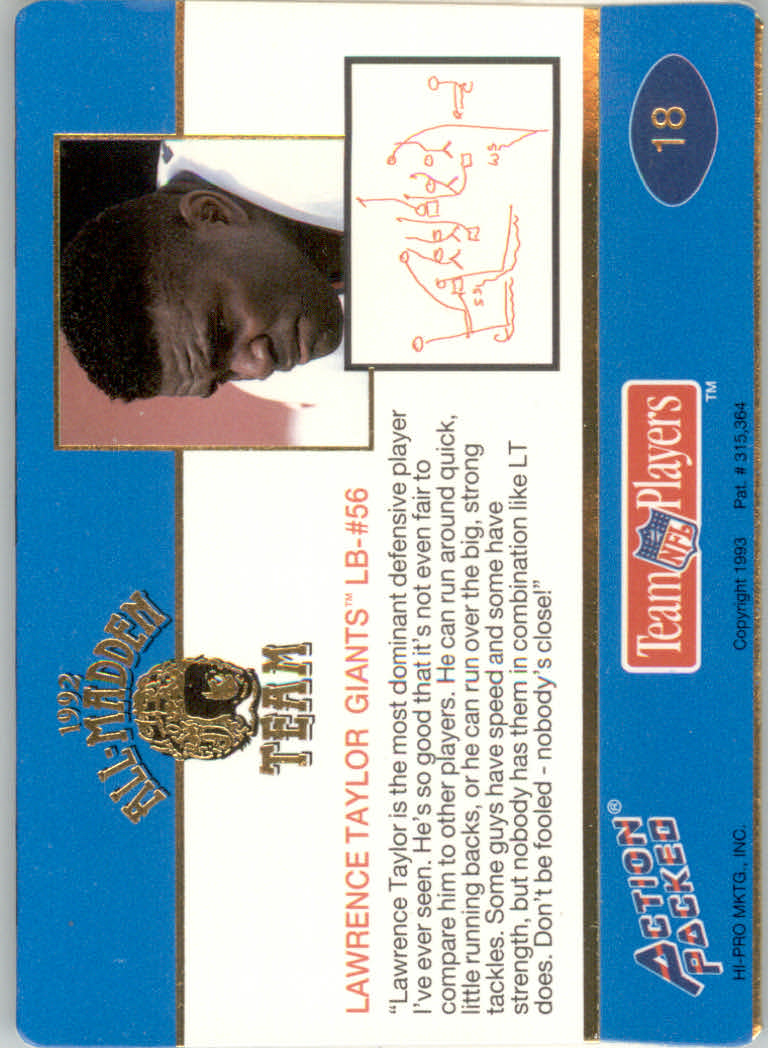 1992 Action Packed All-Madden Football "Main Set" Base Cards - Picture 29 of 97