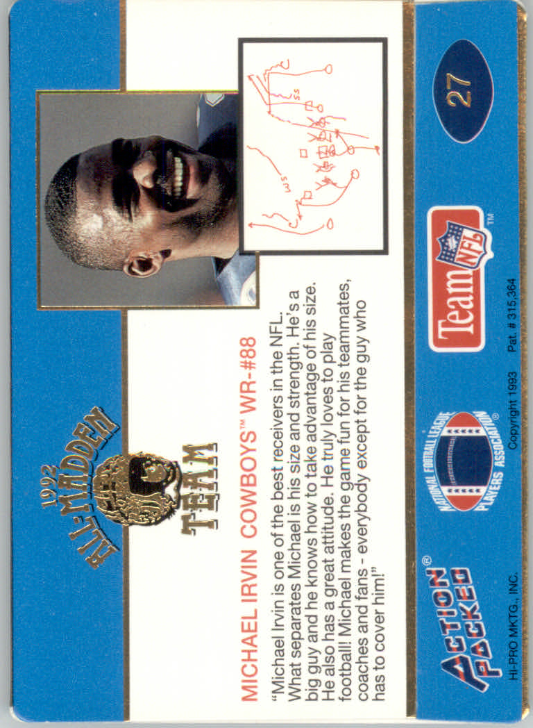 1992 Action Packed All-Madden Football "Main Set" Base Cards - Picture 45 of 97