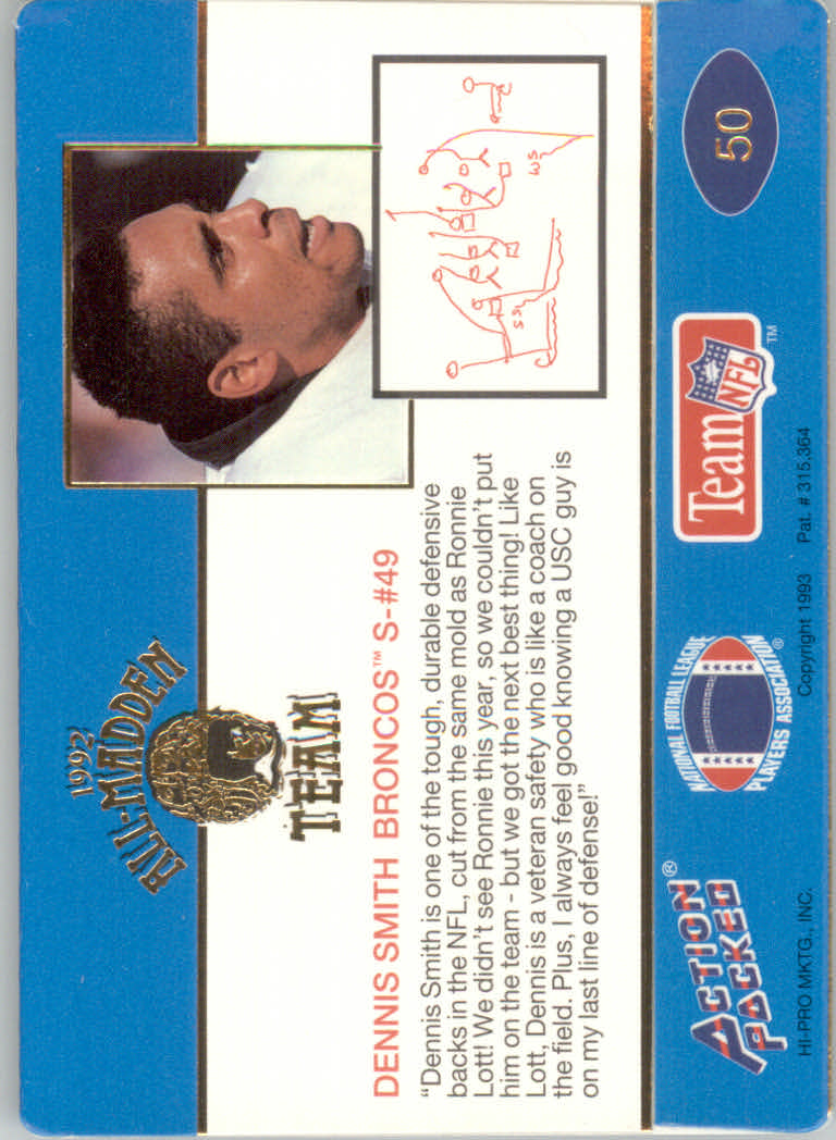 1992 Action Packed All-Madden Football "Main Set" Base Cards - Picture 89 of 97