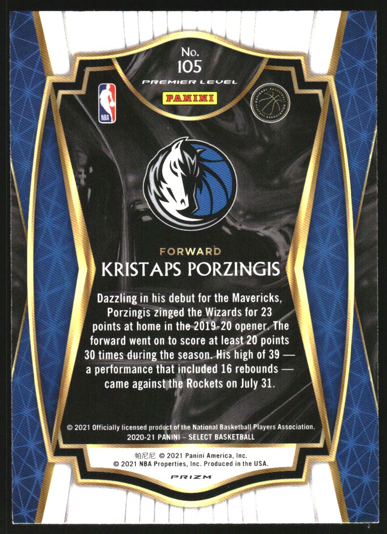 2020-21 Select Prizms Gold Wave #105 Kristaps Porzingis