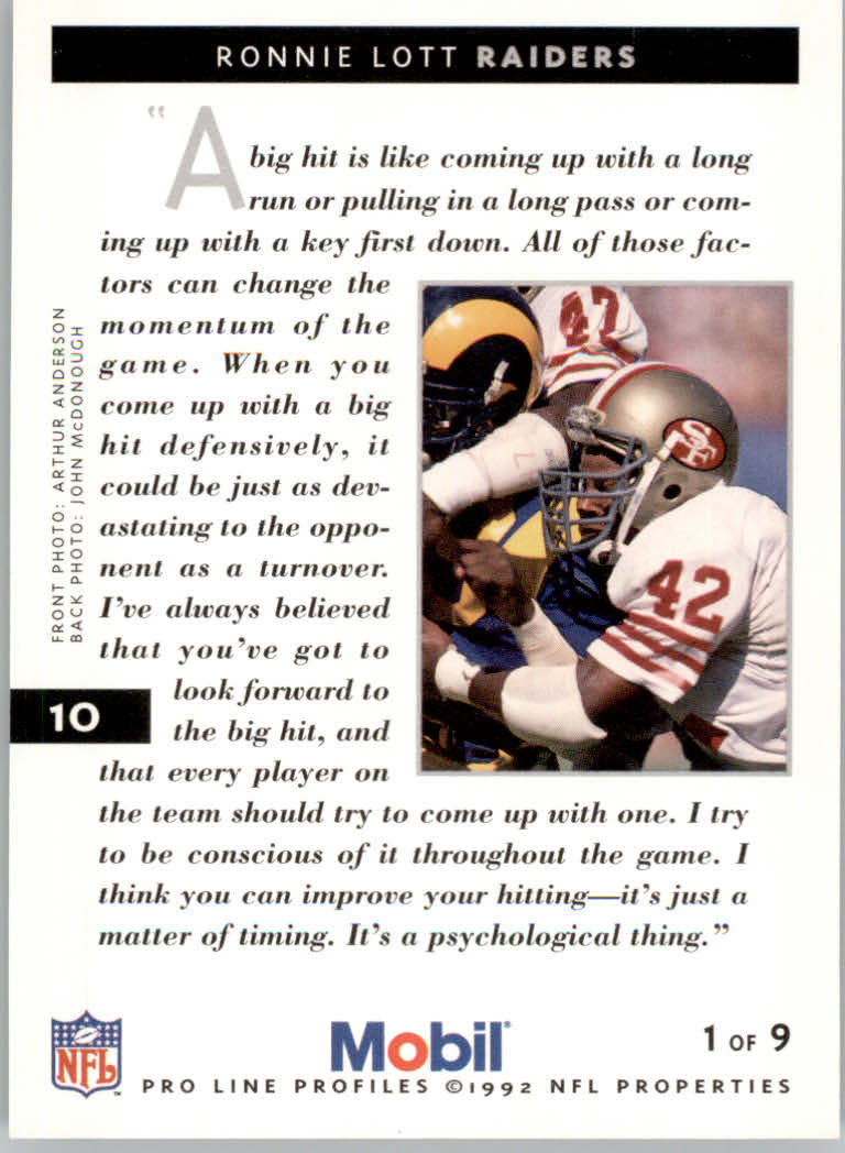 1992 Pro Line Mobil Football Cards - Picture 21 of 145