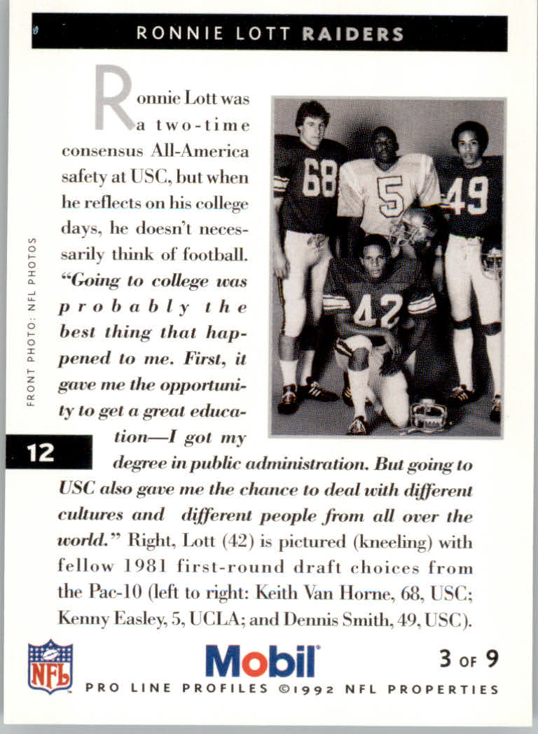 1992 Pro Line Mobil Football Cards - Picture 25 of 145
