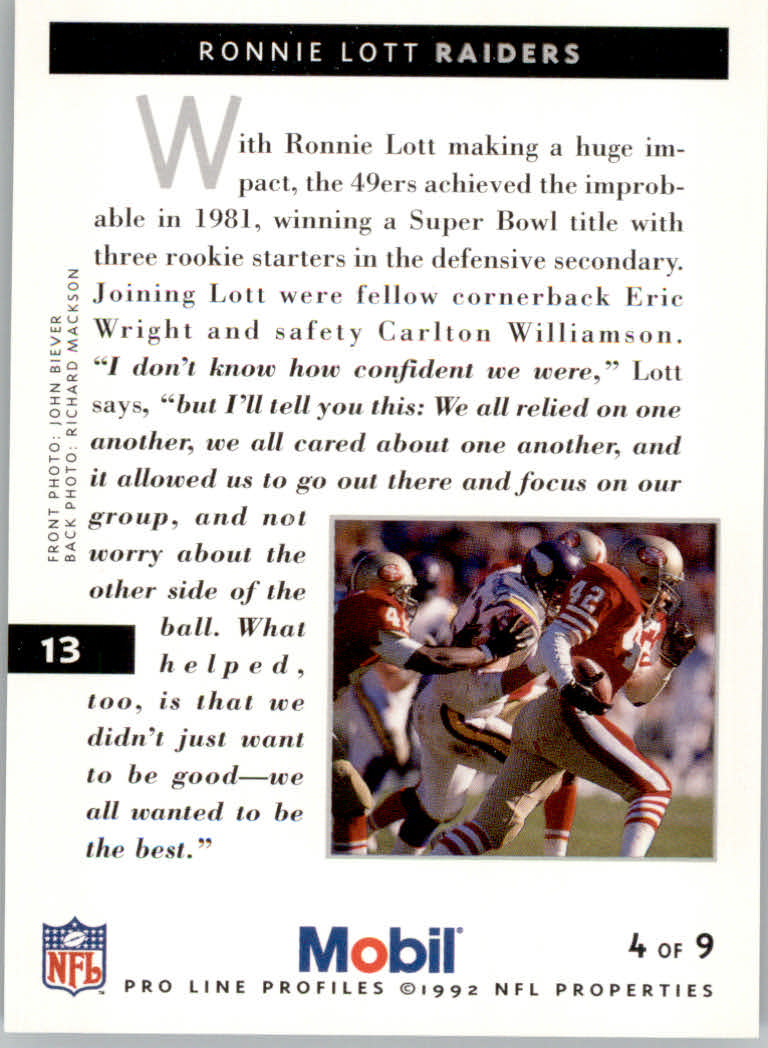 1992 Pro Line Mobil Football Cards - Picture 27 of 145