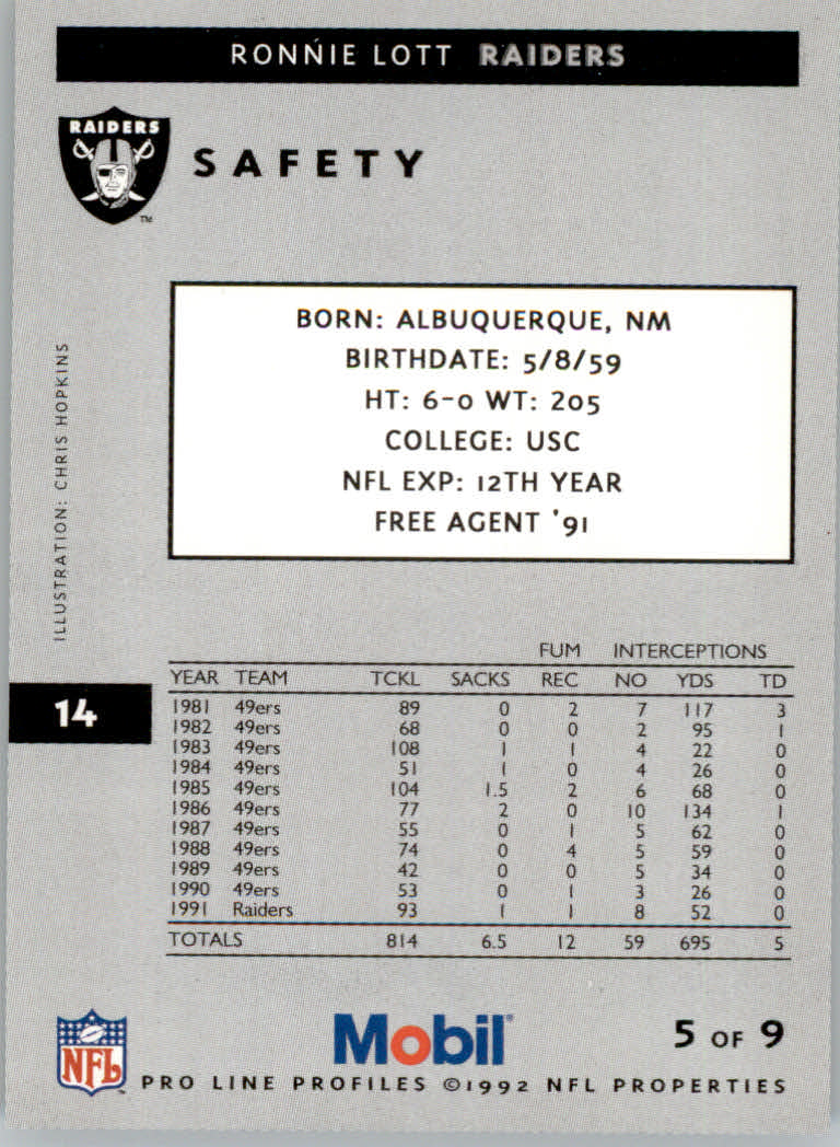 1992 Pro Line Mobil Football Cards - Picture 29 of 145