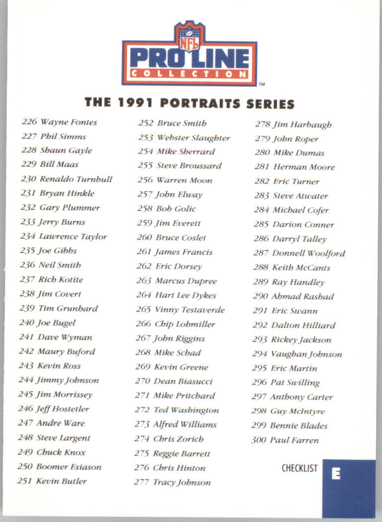 1992 Pro Line Profiles Football "Main Set" Base Cards #361 to #495, Checklists - Picture 280 of 289