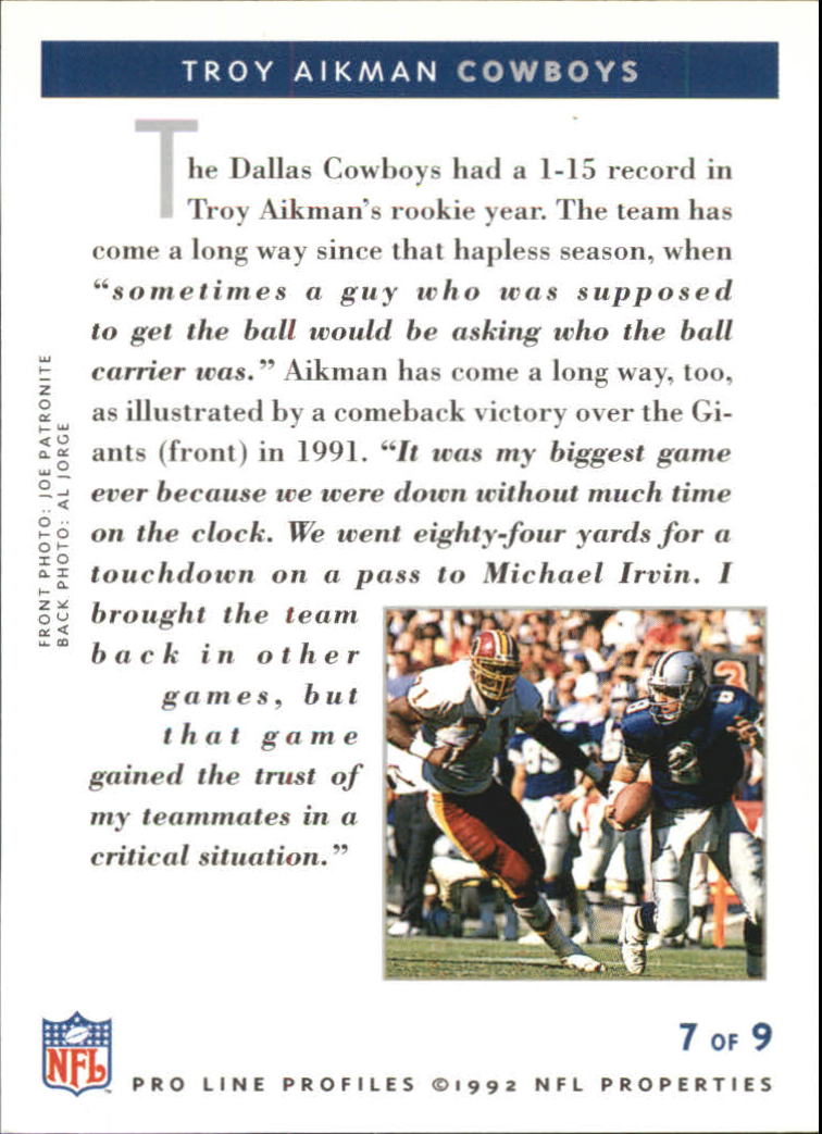 1992 Pro Line Profiles National Convention #187 Troy Aikman back image