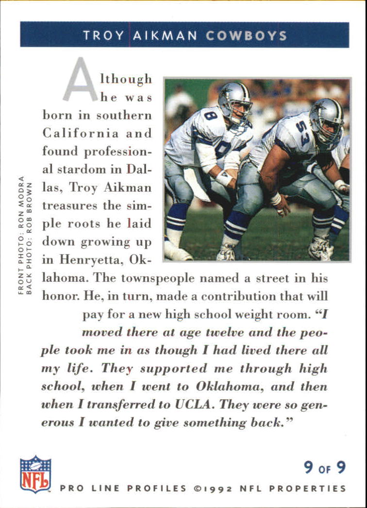 1992 Pro Line Profiles National Convention #189 Troy Aikman back image