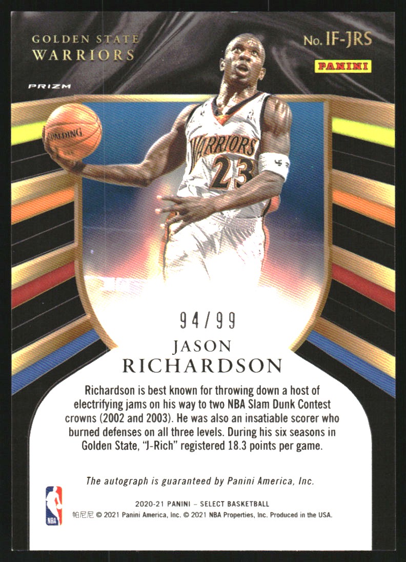 2020-21 Select In Flight Signatures Prizms Neon Green #29 Jason Richardson/99