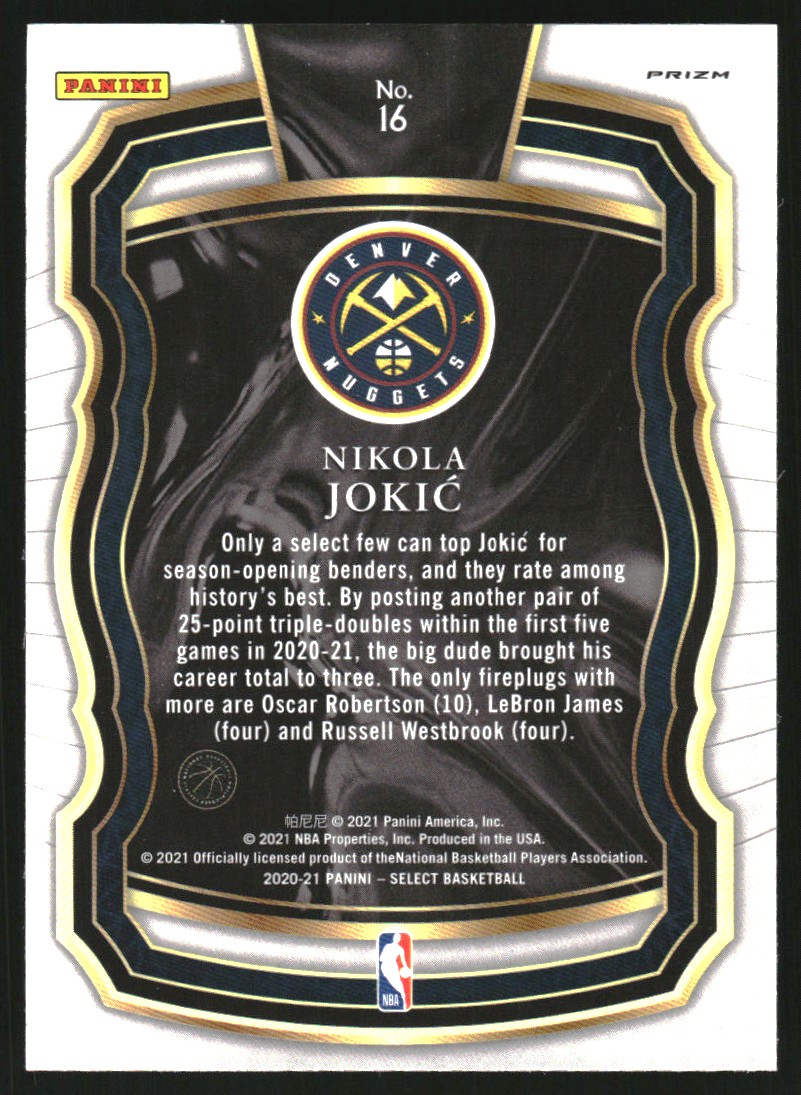 2020-21 Select Company Prizms Green #16 Nikola Jokic on Fanatics