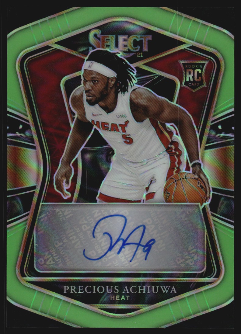 2020-21 Select Rookie Signatures Prizms Neon Green #20 Precious Achiuwa