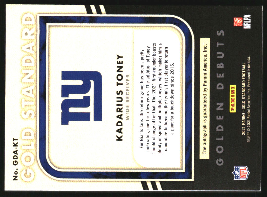 2021 Panini Gold Standard Golden Debuts Autographs #14 Kadarius Toney/99