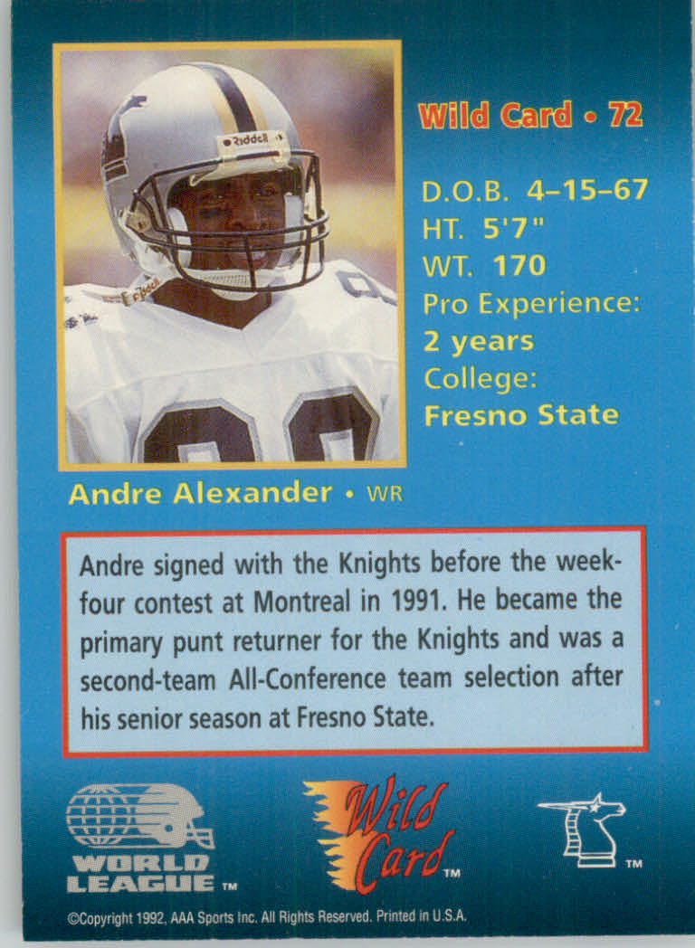 1992 Wild Card WLAF Football Cards - Picture 5 of 21