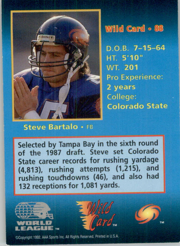 1992 Wild Card WLAF Football Cards - Picture 9 of 21