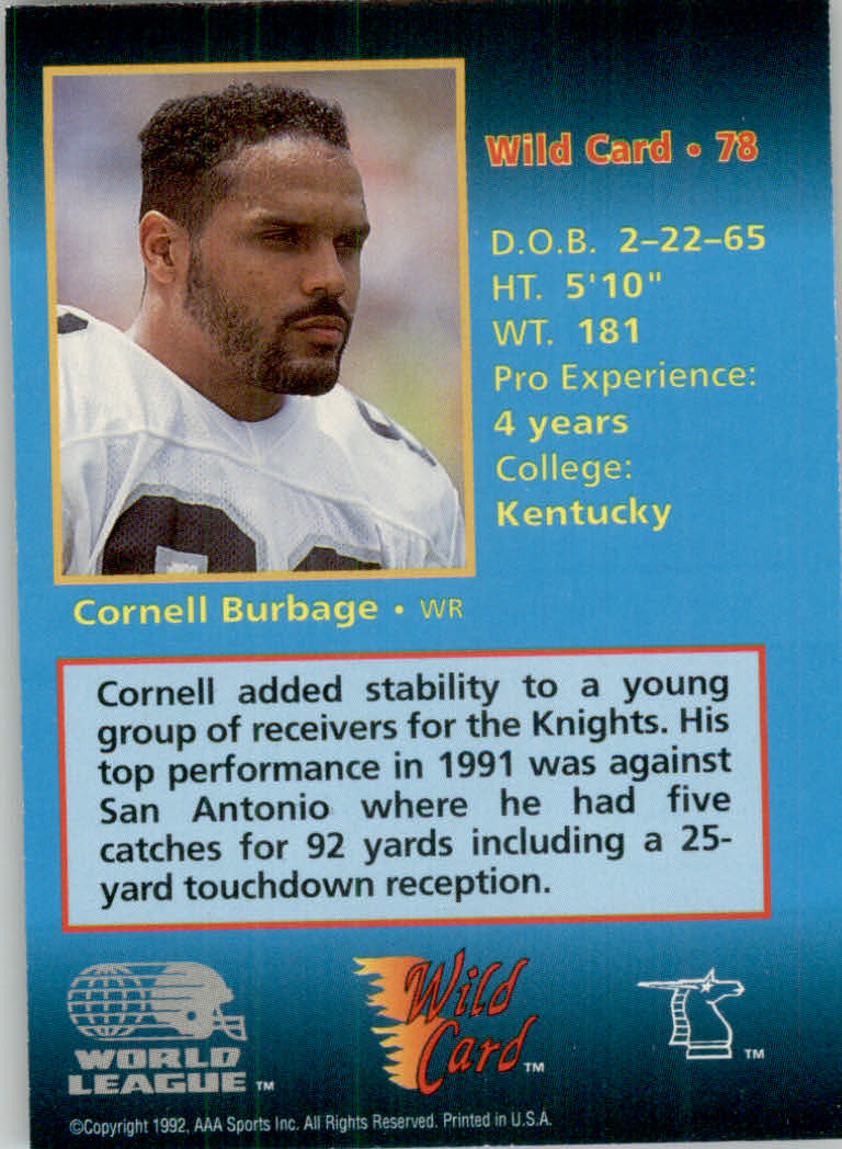 1992 Wild Card WLAF Football Cards - Picture 15 of 21