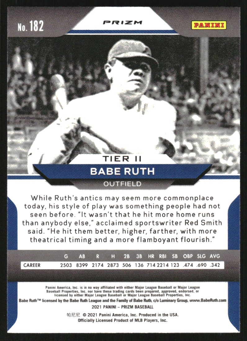 2021 Panini Prizm Prizms Green Wave #182 Babe Ruth