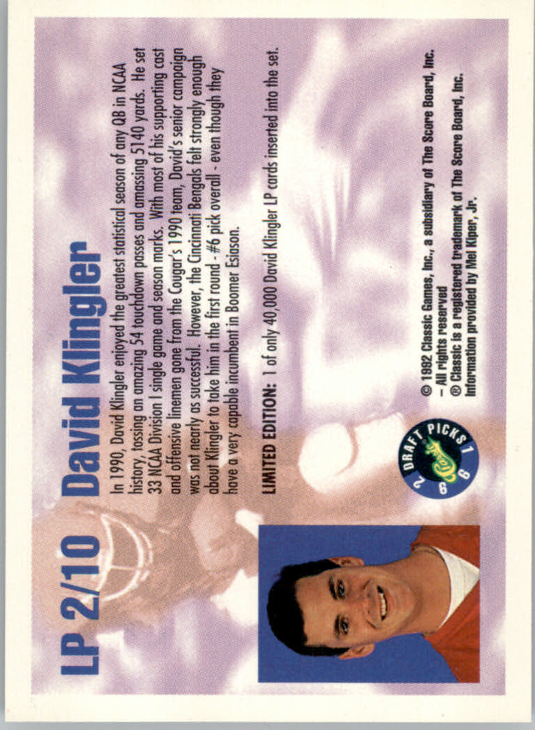 1992 Classic Draft Picks Football "Insert and Parallel" Cards - Picture 15 of 39