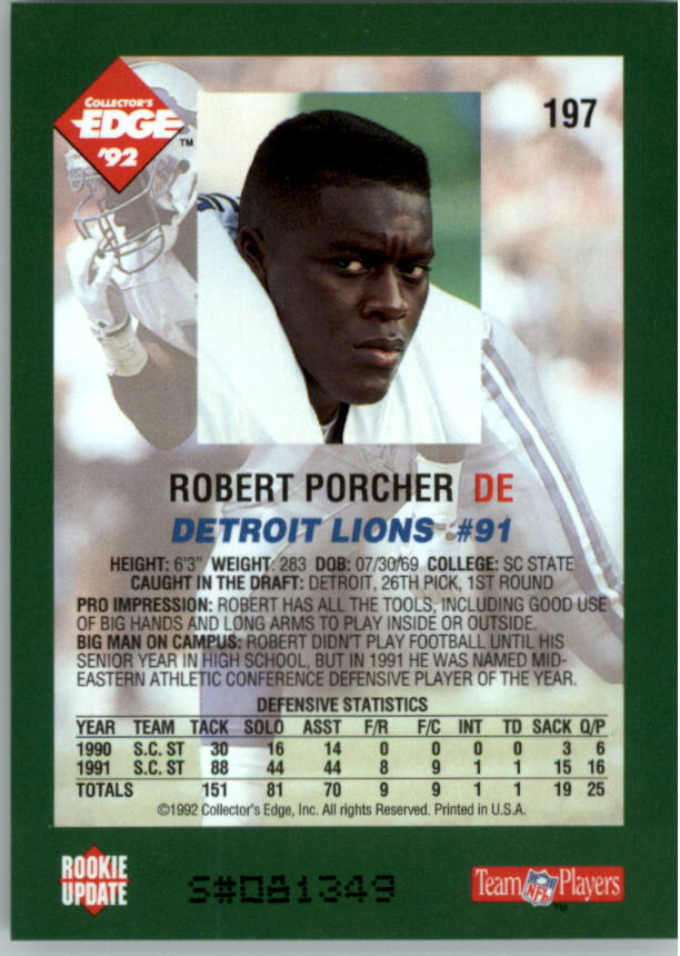 1992 Collector's Edge #197 Robert Porcher RC back image
