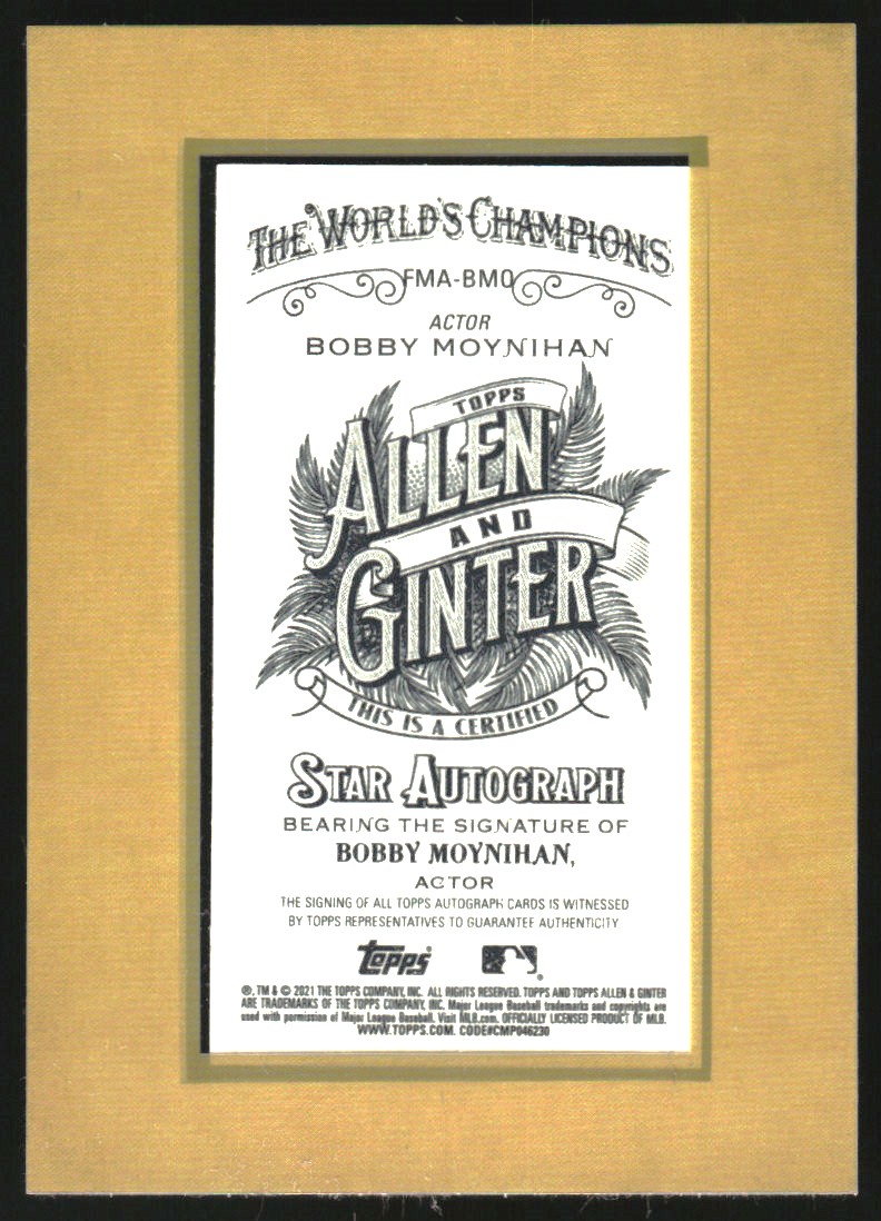 2021 Topps Allen and Ginter Framed Mini Autographs #FMABMO Bobby Moynihan back image