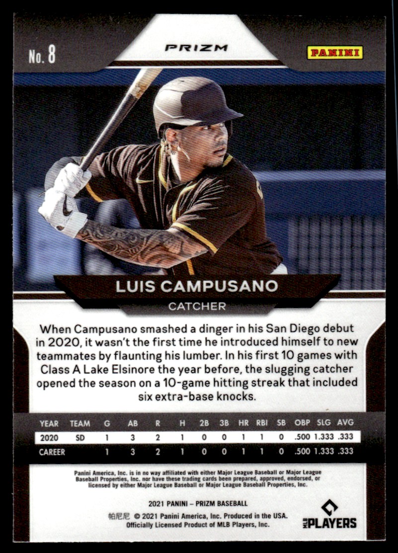 2021 Panini Prizm Prizms Purple #8 Luis Campusano