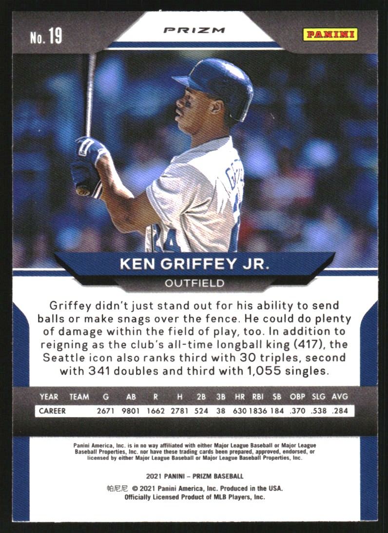 2021 Panini Prizm Prizms Red White and Blue #19 Ken Griffey Jr.