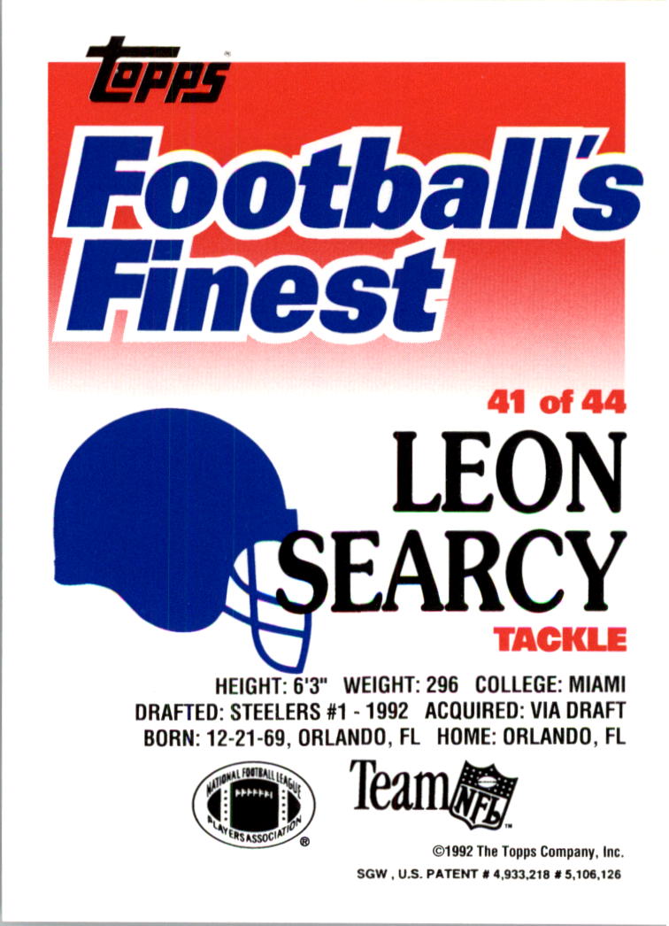1992 Finest #41 Leon Searcy back image
