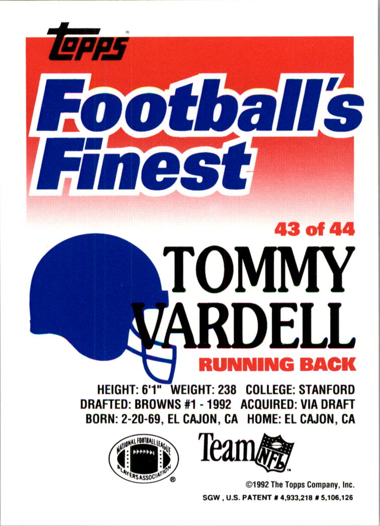 1992 Finest #43 Tommy Vardell back image