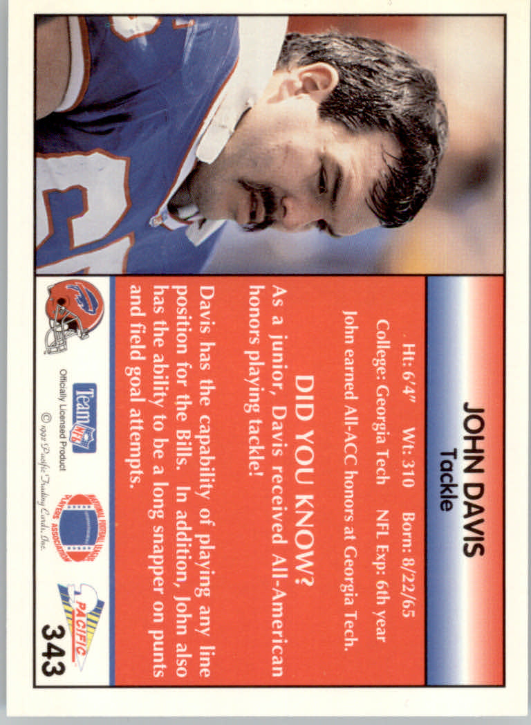 1992 Pacific Football "Main Set" Base Cards #221 to #440 - Picture 247 of 438
