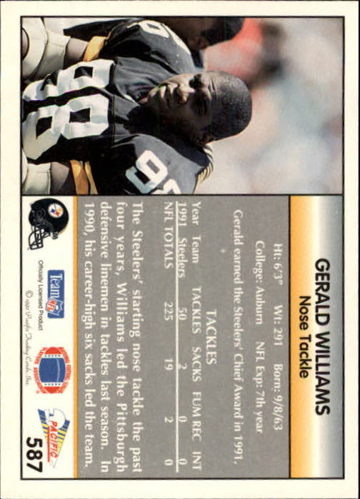 1992 Pacific #587 Gerald Williams back image