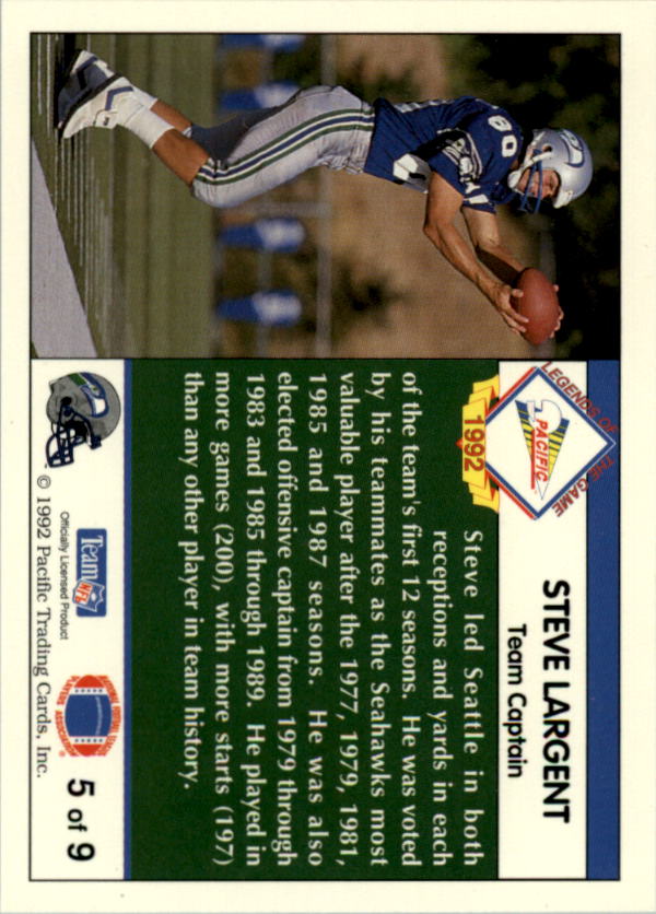 Steve Largent 1992 Pacific Steve Largent #1 Seattle Seahawks