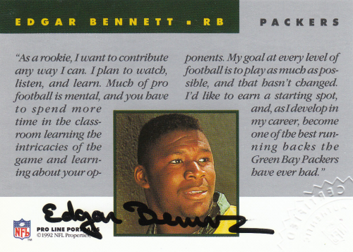 1992 Pro Line Portraits Autographs #5 Edgar Bennett