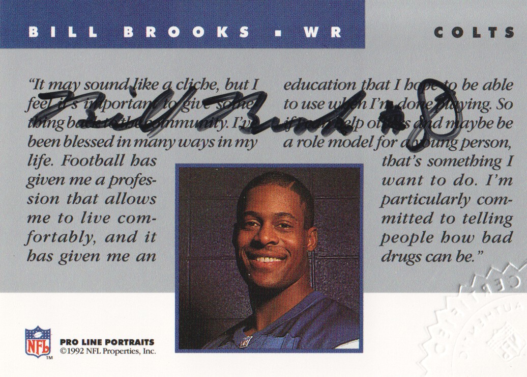 1992 Pro Line Portraits Autographs #9 Bill Brooks