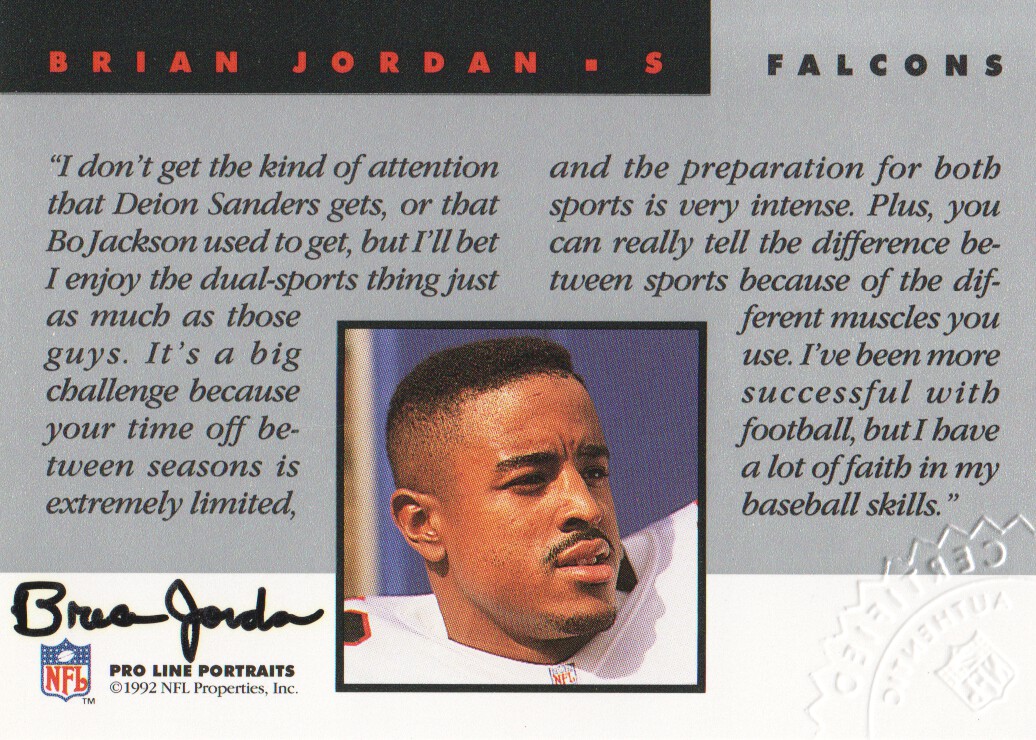 1992 Pro Line Portraits Autographs #81 Brian Jordan