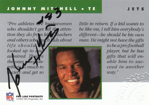 1992 Pro Line Portraits Autographs #100 Johnny Mitchell
