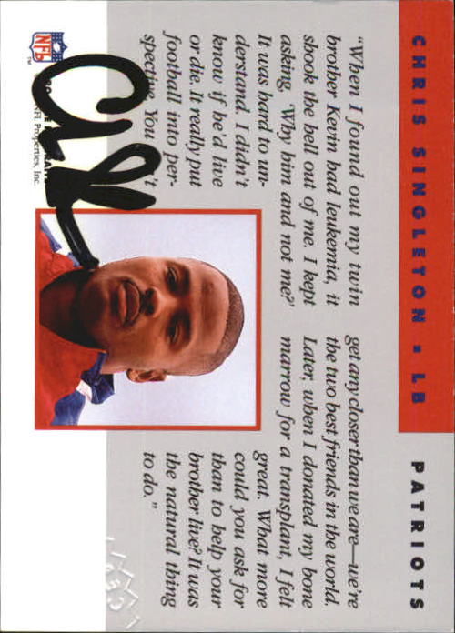 1992 Pro Line Portraits Autographs #120 Chris Singleton back image