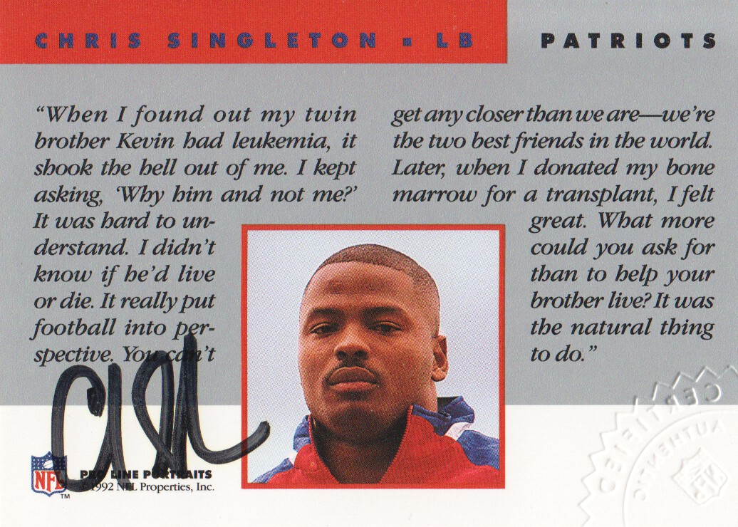 1992 Pro Line Portraits Autographs #120 Chris Singleton