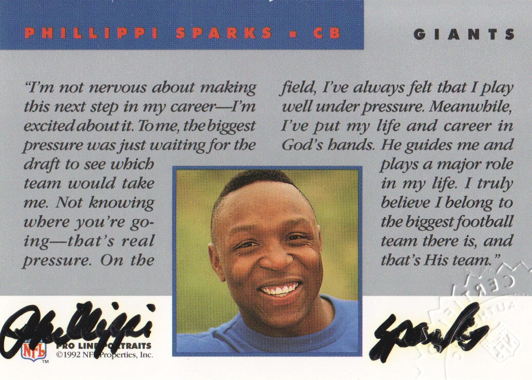 1992 Pro Line Portraits Autographs #128 Phillippi Sparks