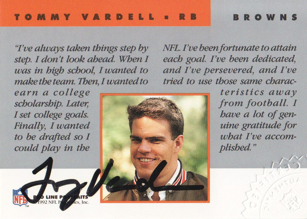 1992 Pro Line Portraits Autographs #143 Tommy Vardell