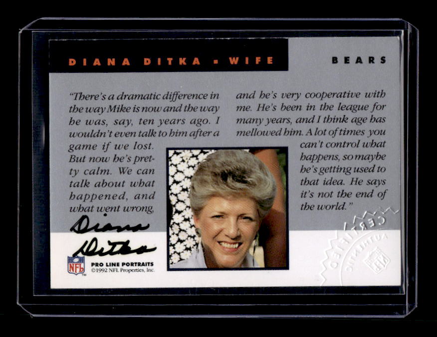 1992 Pro Line Portraits Wives Autographs #4 Diana Ditka Auto | eBay