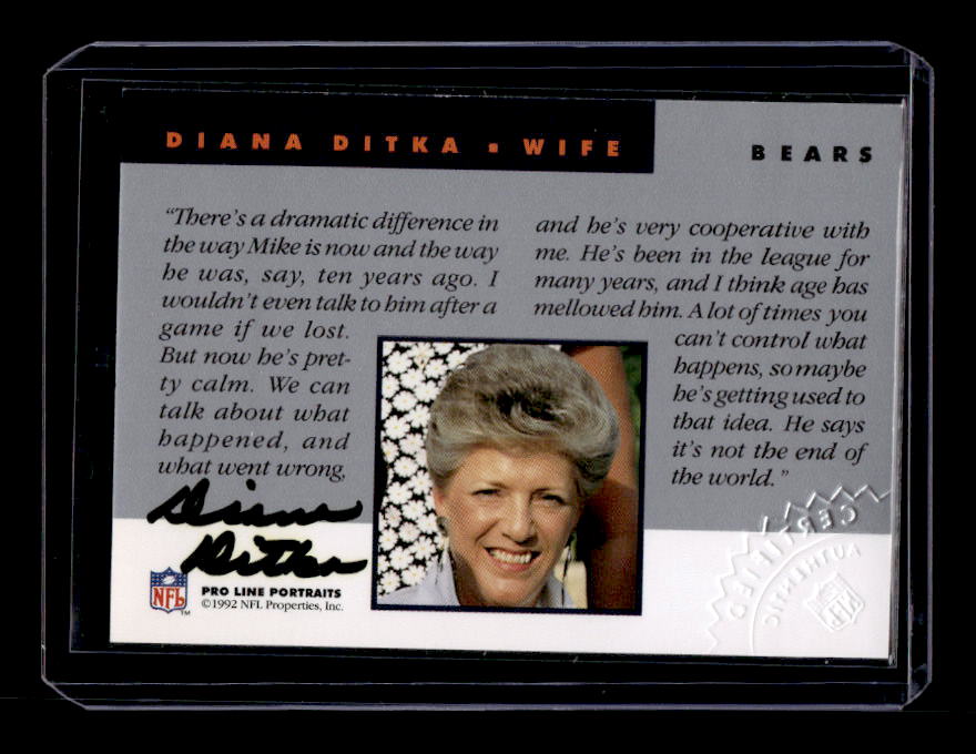 1992 Pro Line Portraits Wives Autographs #4 Diana Ditka