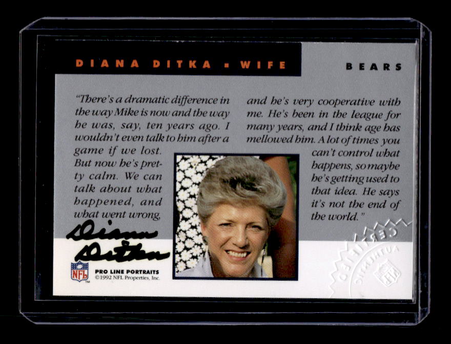 1992 Pro Line Portraits Wives Autographs #4 Diana Ditka