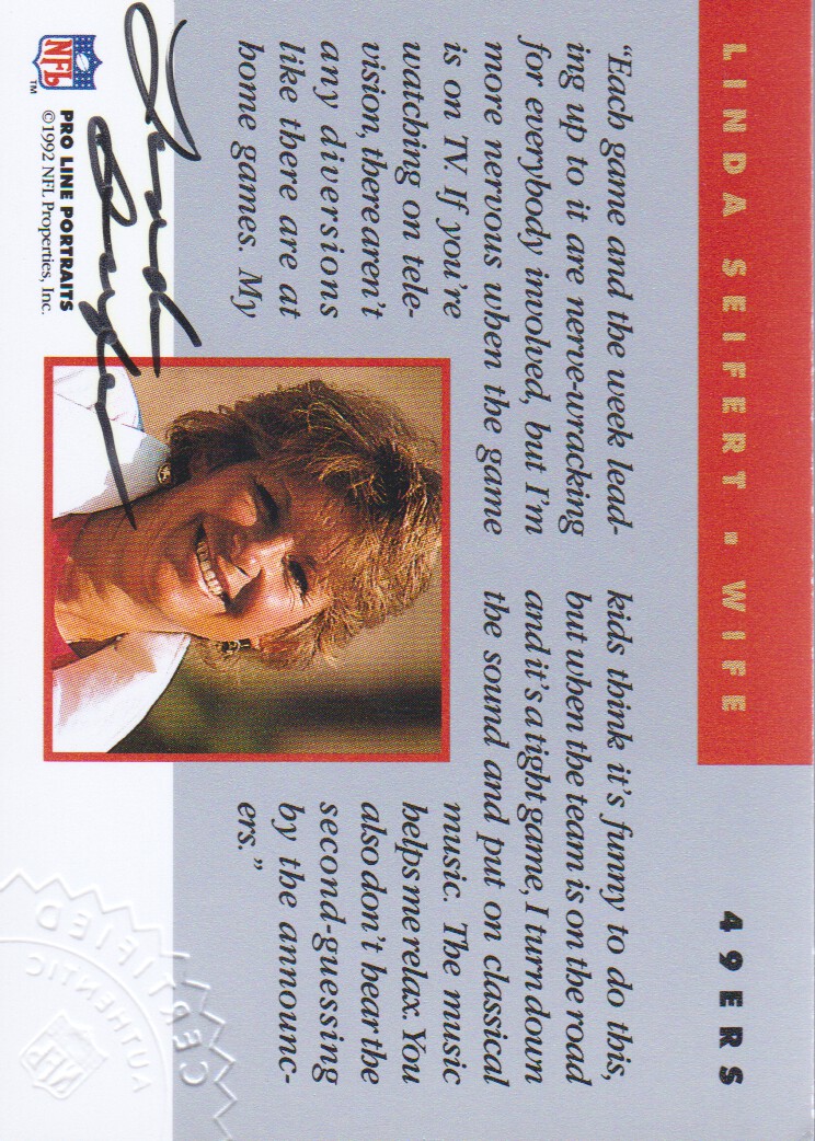1992 Pro Line Portraits Wives Autographs #12 Linda Seifert