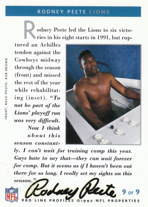 1992 Pro Line Profiles Autographs #18 Rodney Peete