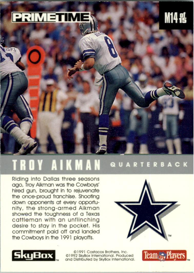 Troy Aikman #8 Prices, 1992 Skybox Primetime