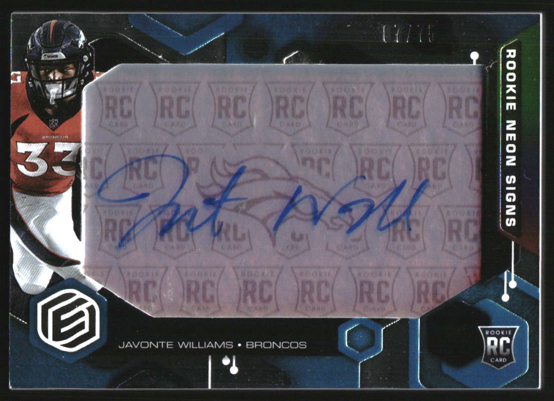 2021 Panini Elements Rookie Neon Signs Blue #25 Javonte Williams/75