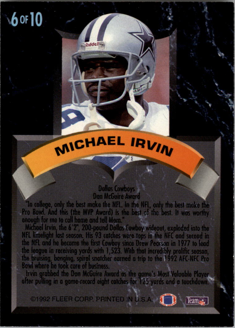 1992 Ultra Award Winners #6 Michael Irvin back image