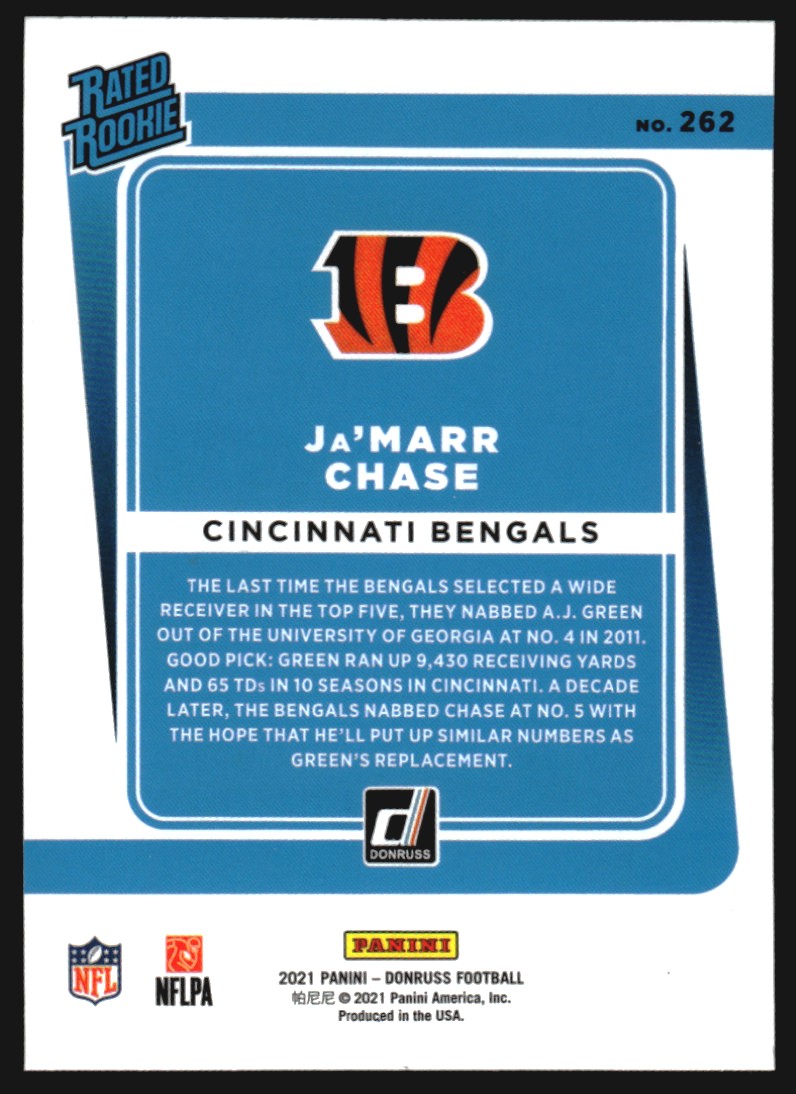 2021 Donruss Press Proof Blue #262 Ja'Marr Chase RR