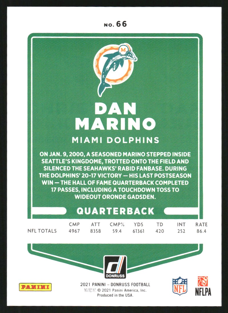 2021 Donruss Press Proof Silver #66 Dan Marino