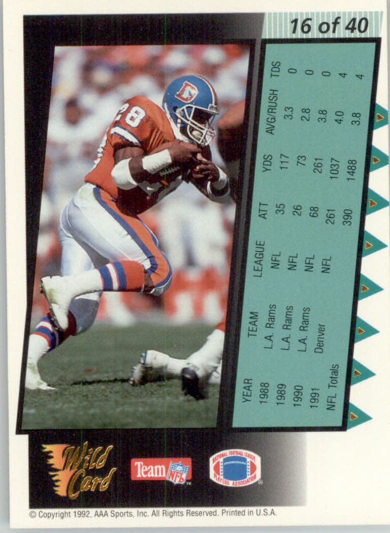 1992 Wild Card Football "Insert" Cards - Picture 27 of 27